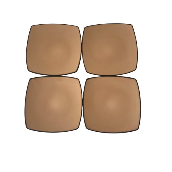 4 Signature Living Square Salad Plate Taupe Black Reactive Glaze Ceramic Replace - Picture 2 of 10